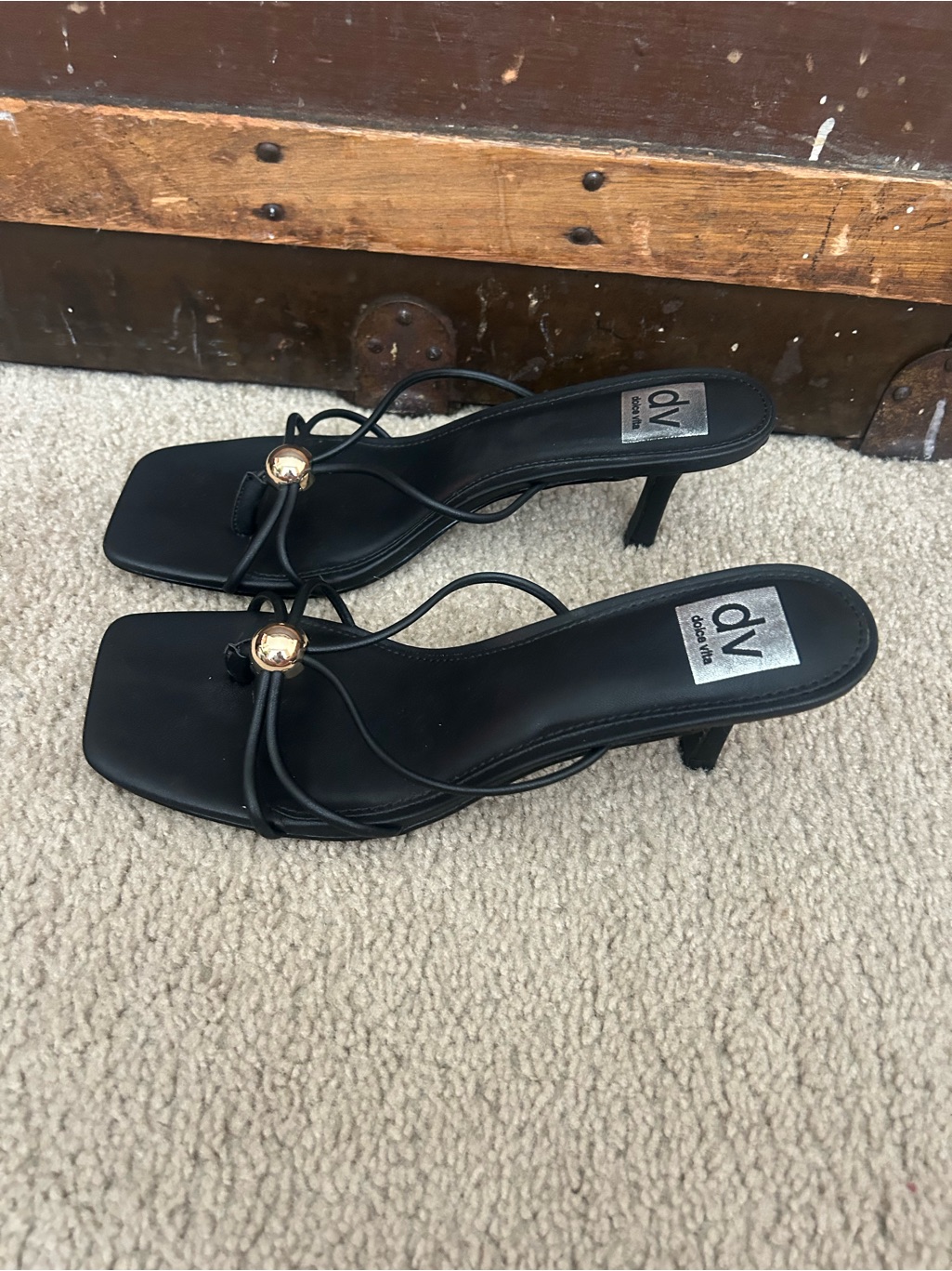 Dv By Dolce Vita Black Strappy Square-Toe Kitten Heal — image 3 of 5